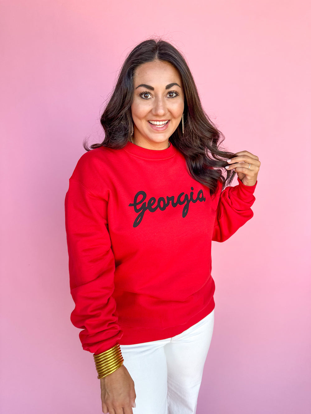 Peach State Pride | Georgia Script Sweatshirt - Red