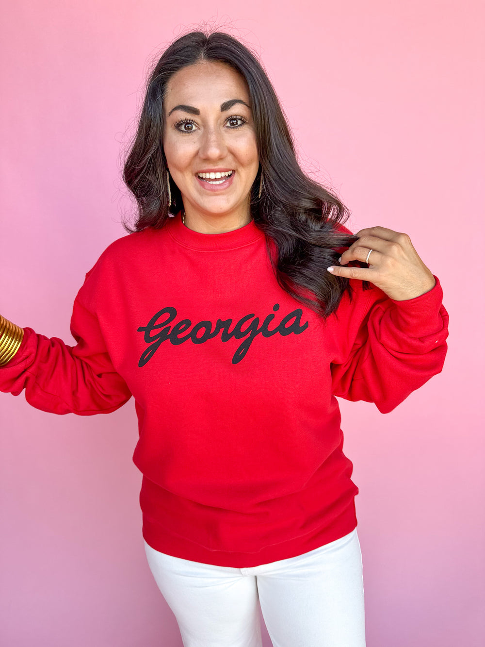 Peach State Pride | Georgia Script Sweatshirt - Red