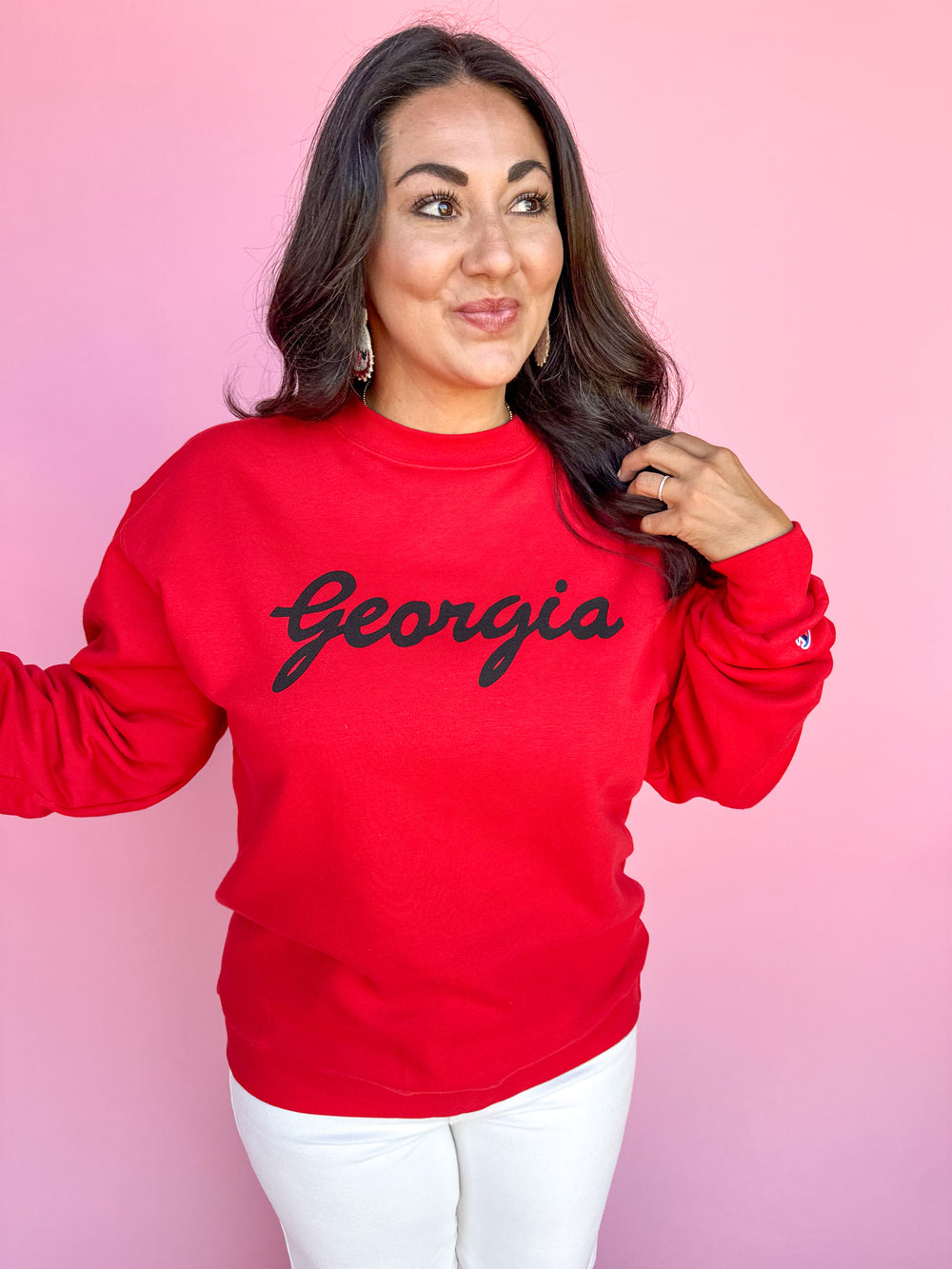 Peach State Pride | Georgia Script Sweatshirt - Red