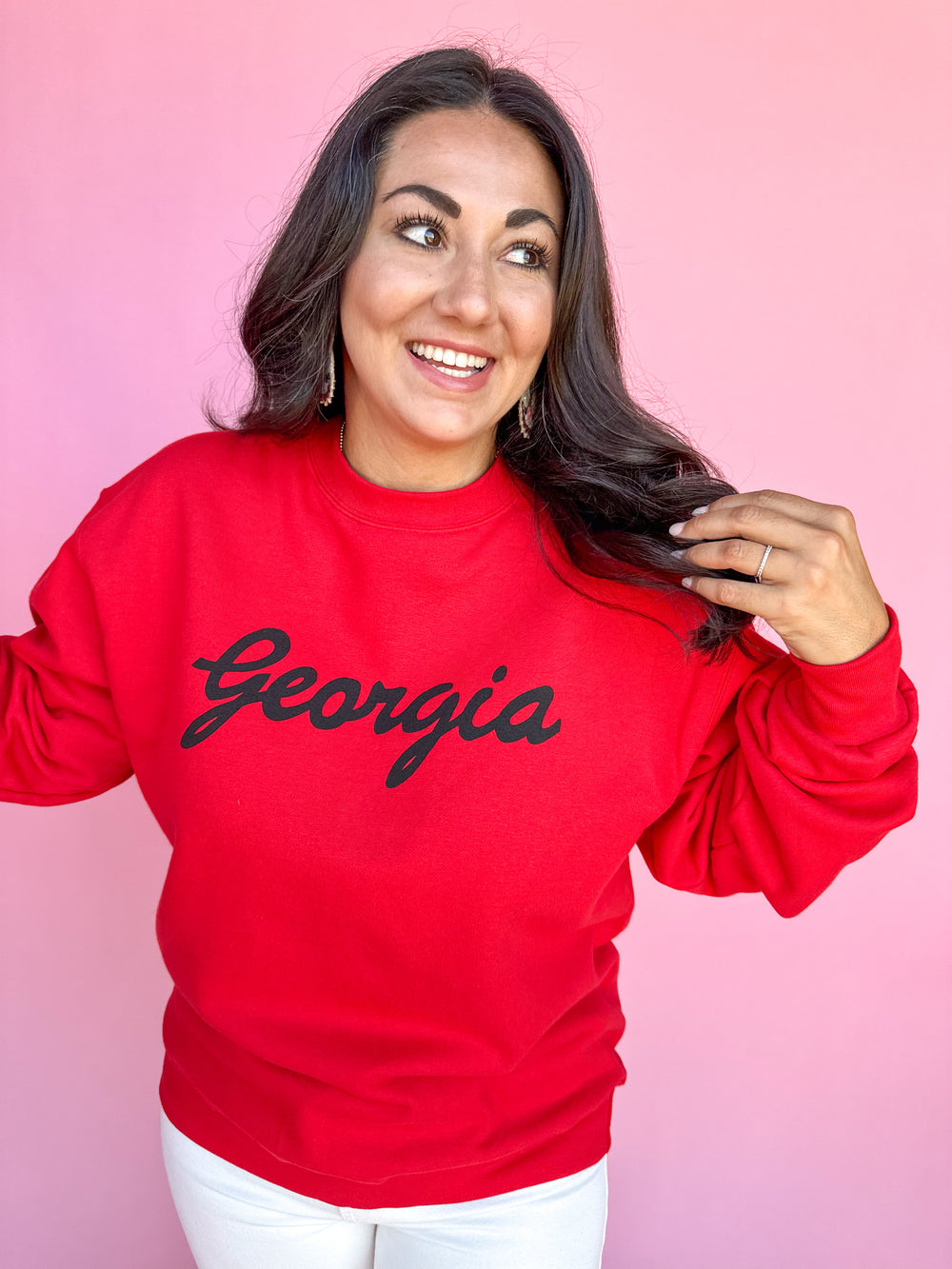 Peach State Pride | Georgia Script Sweatshirt - Red