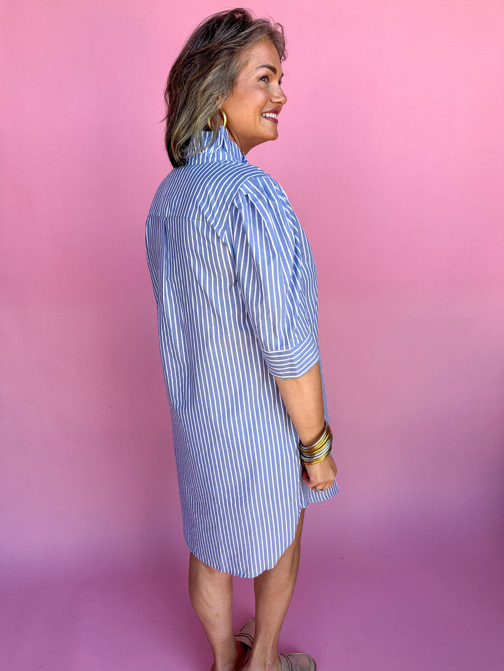 ADRIENNE | Callie Dress - Denim Stripe