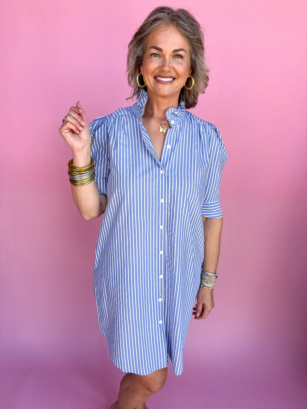 ADRIENNE | Callie Dress - Denim Stripe