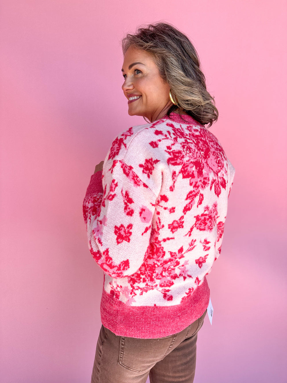 Floral Frenzy Sweater - Pink