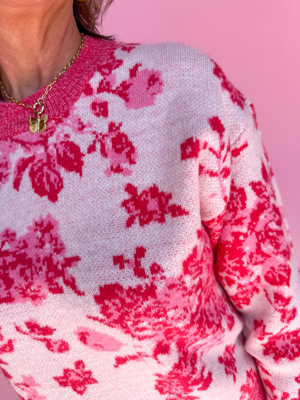 Floral Frenzy Sweater - Pink