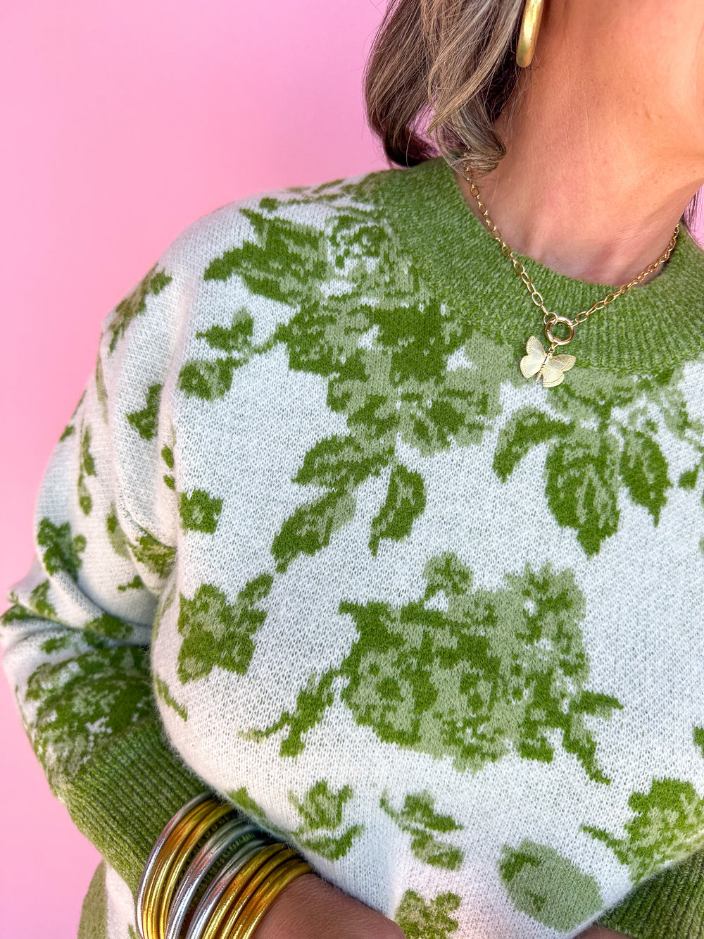 Floral Frenzy Sweater - Green