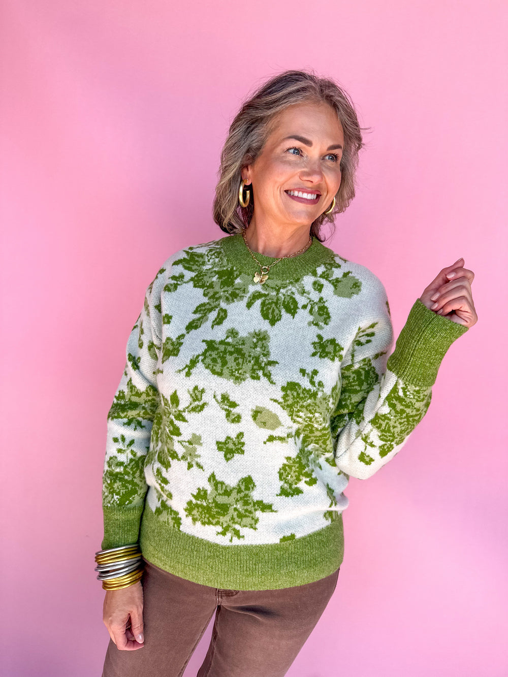 Floral Frenzy Sweater - Green