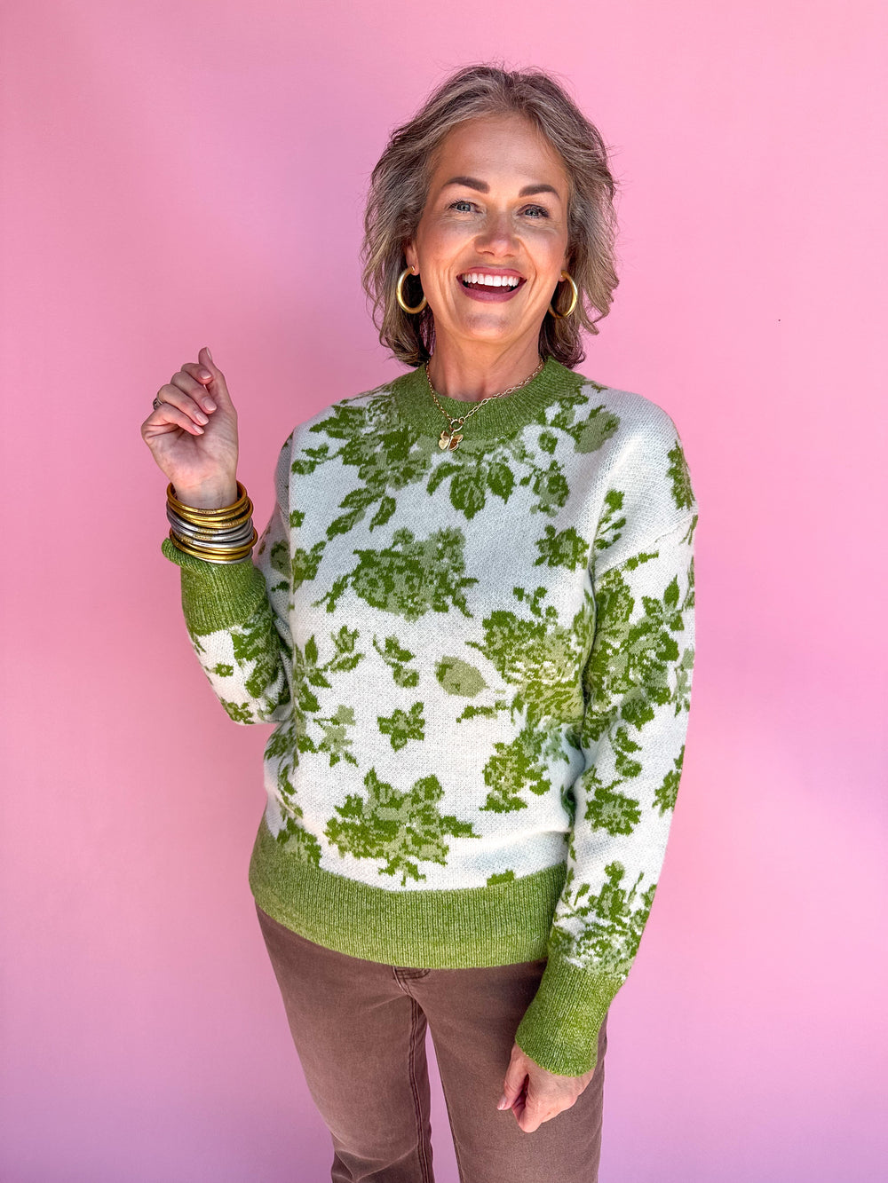 Floral Frenzy Sweater - Green