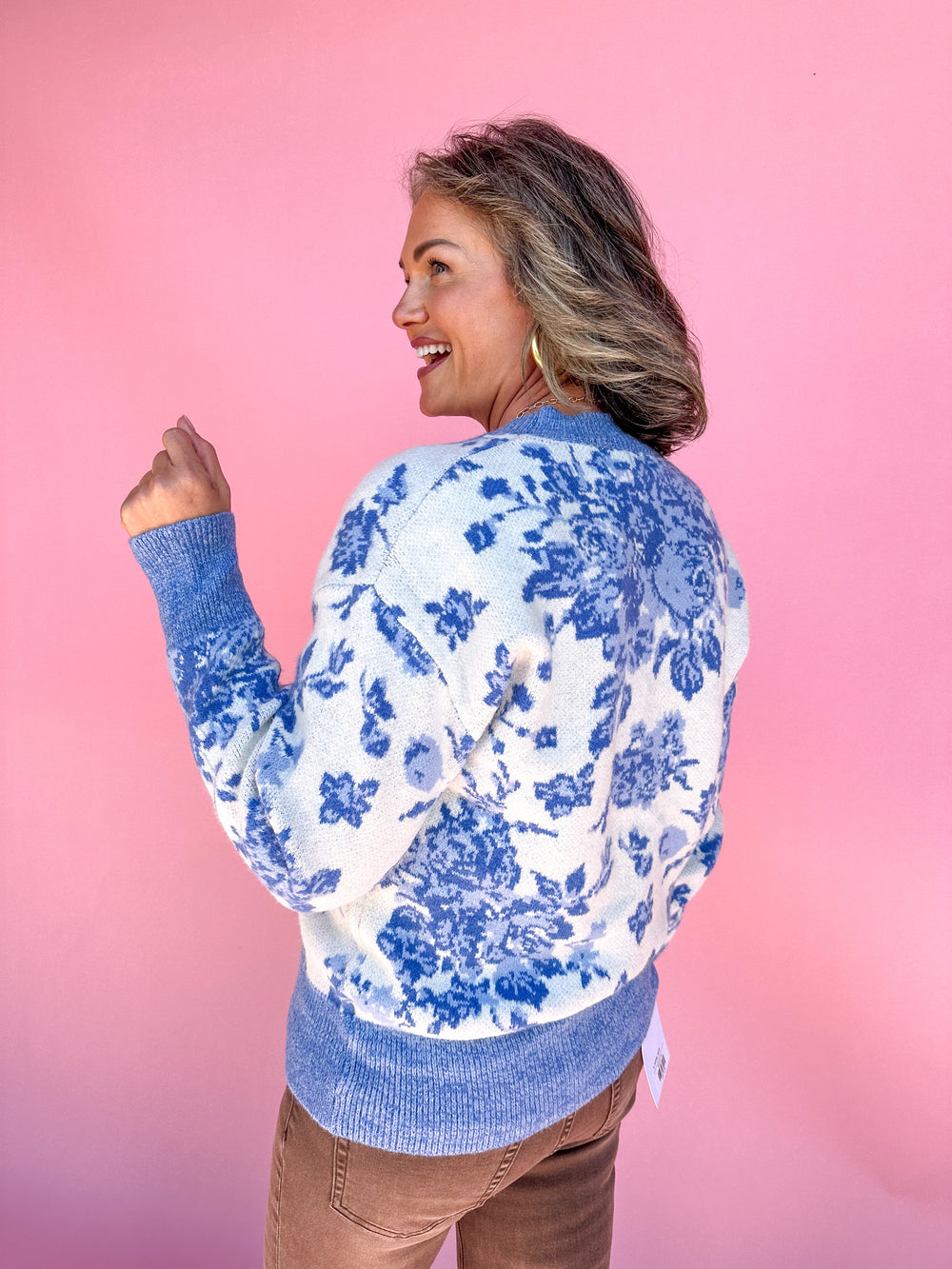 Floral Frenzy Sweater - Blue