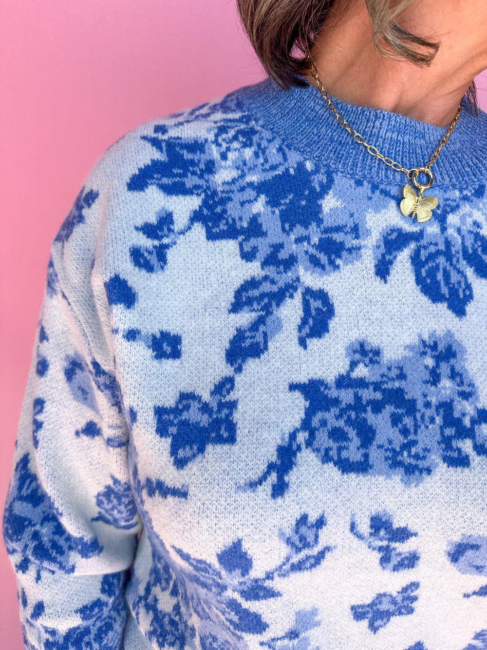 Floral Frenzy Sweater - Blue