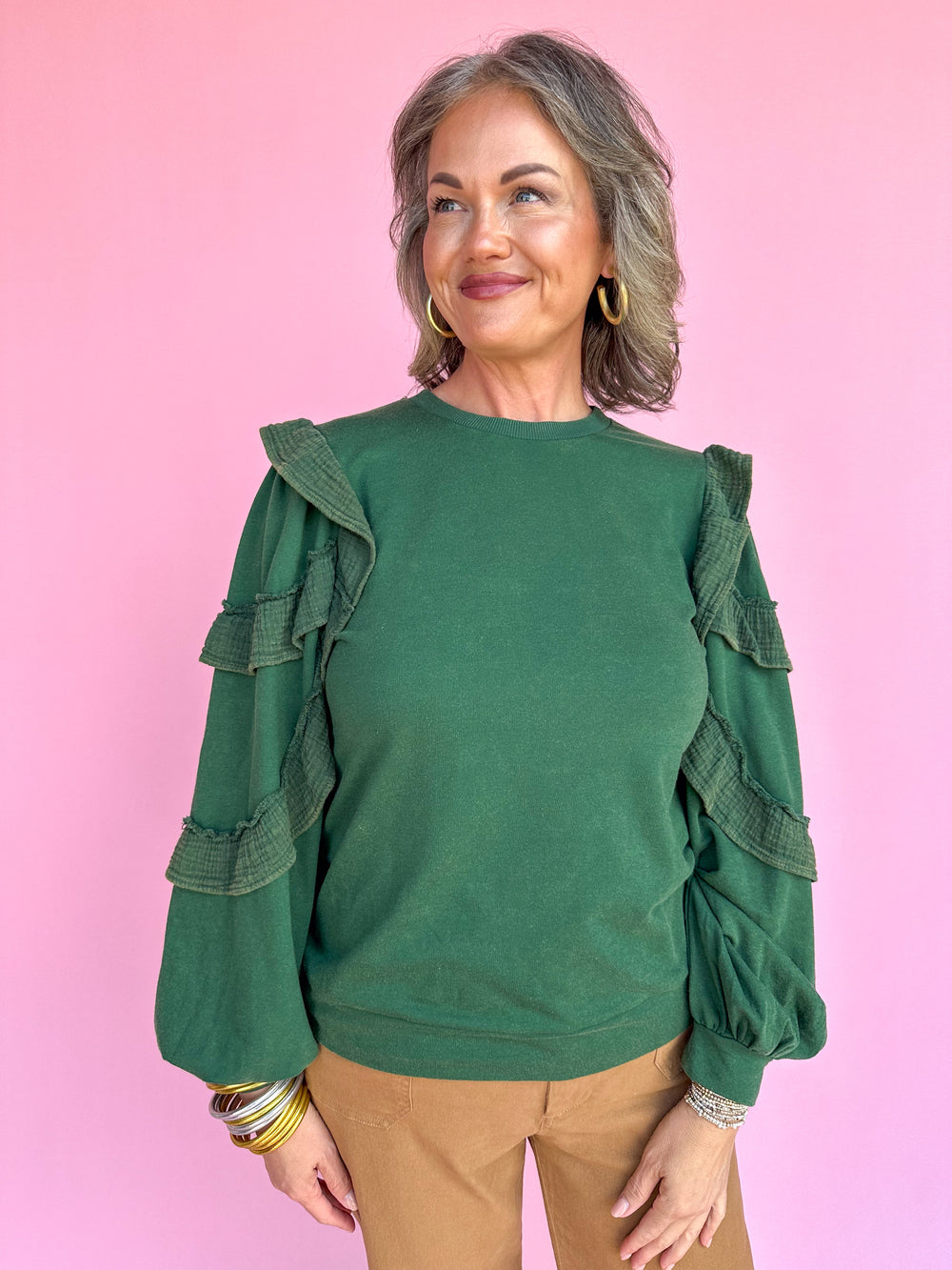 Social Charm Top - Hunter Green