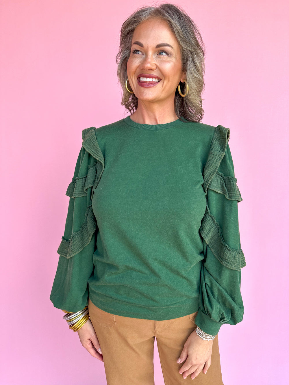 Social Charm Top - Hunter Green