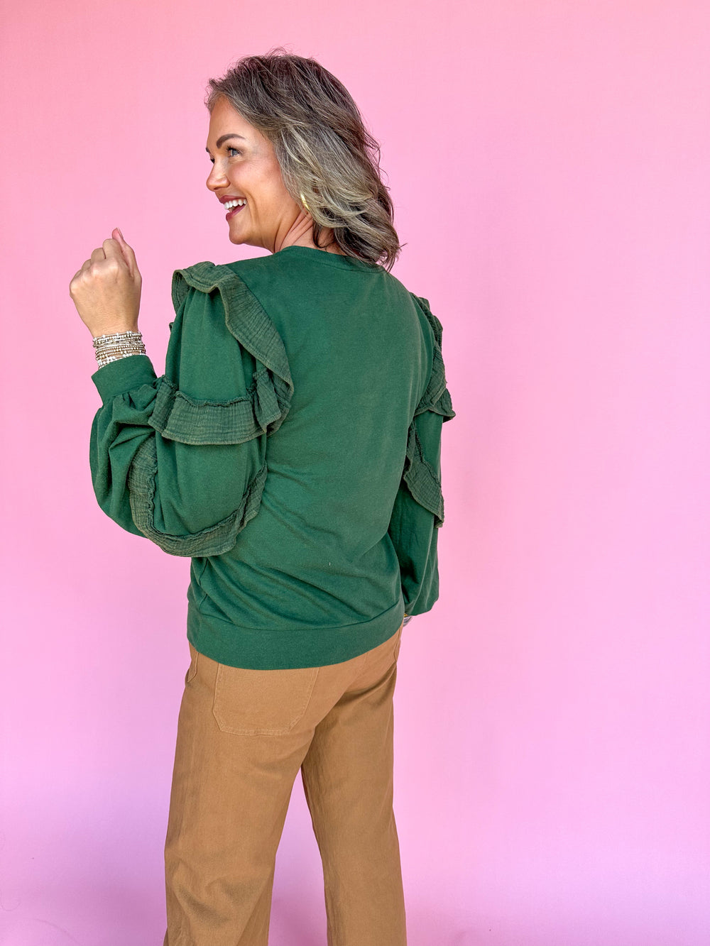 Social Charm Top - Hunter Green