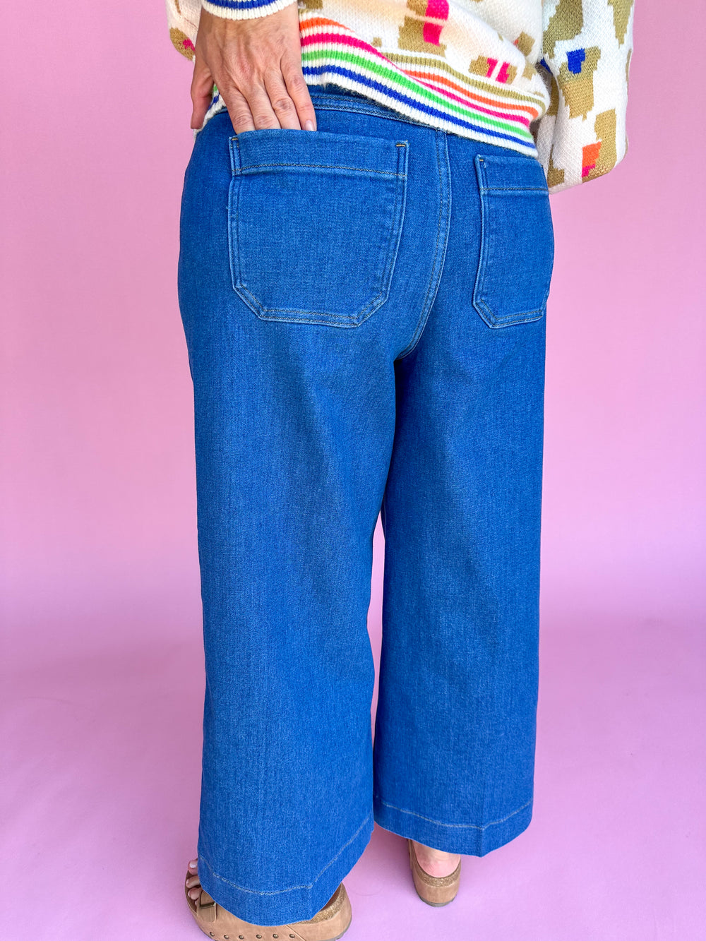 SPANX | Cropped Wide Leg Jeans - Washed Blue