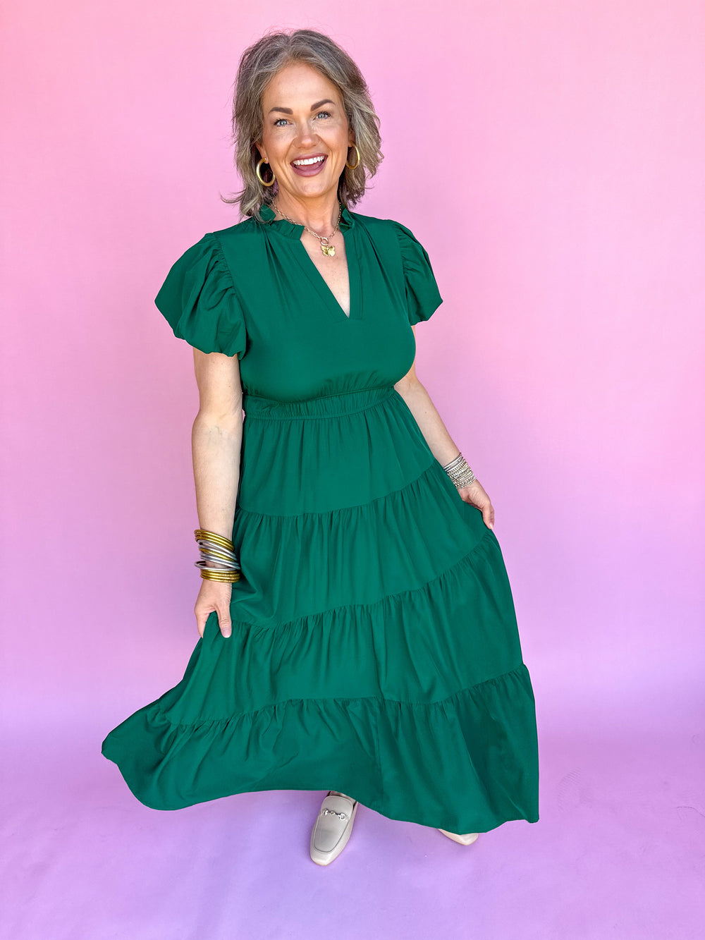 Picture Perfect Dress - Hunter Green