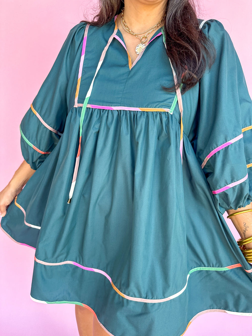 Fall Into Happiness Dress - Pine