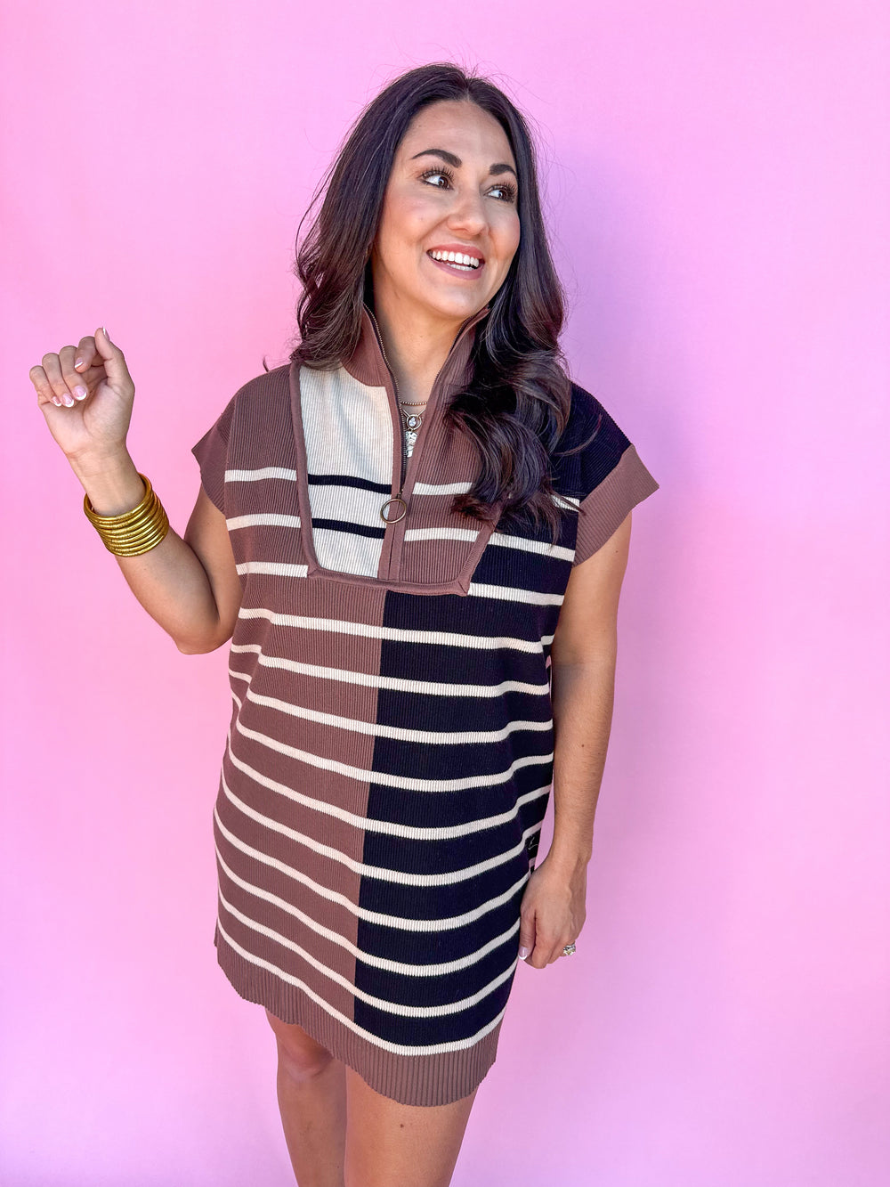 All I Want Dress - Brown Multi