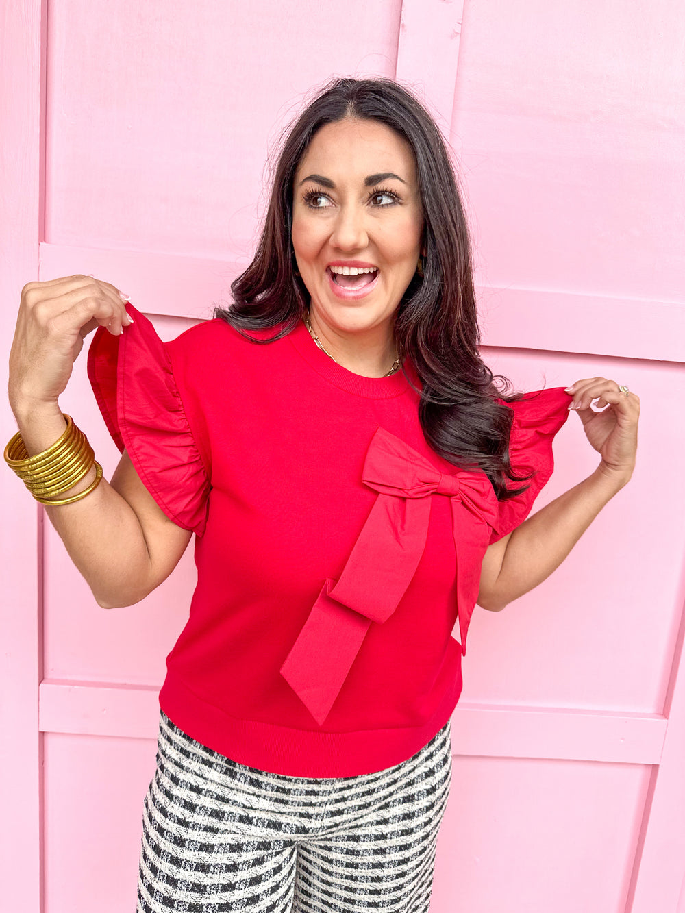 Understated Glam Top - Red