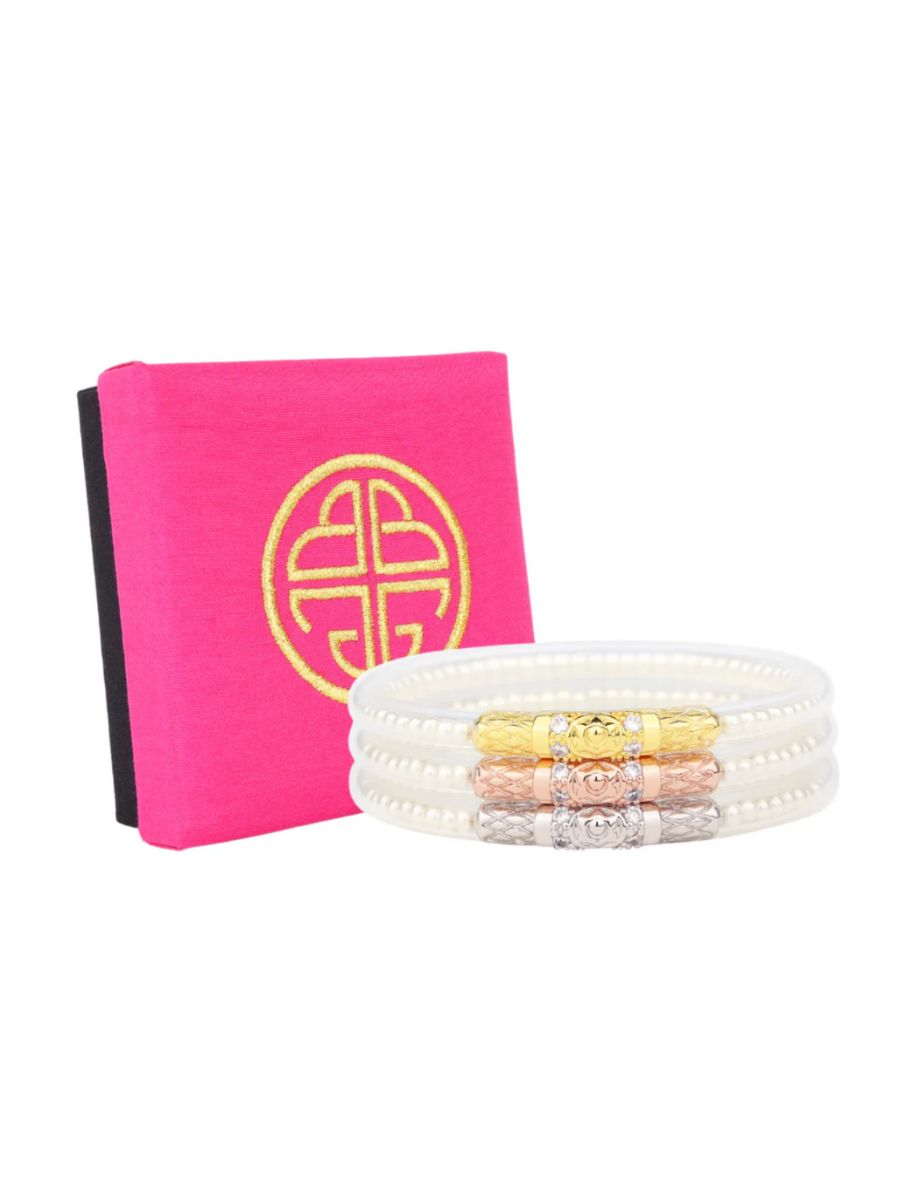 BuDhaGirl | Three Queens All Weather Bangles - White Pearl