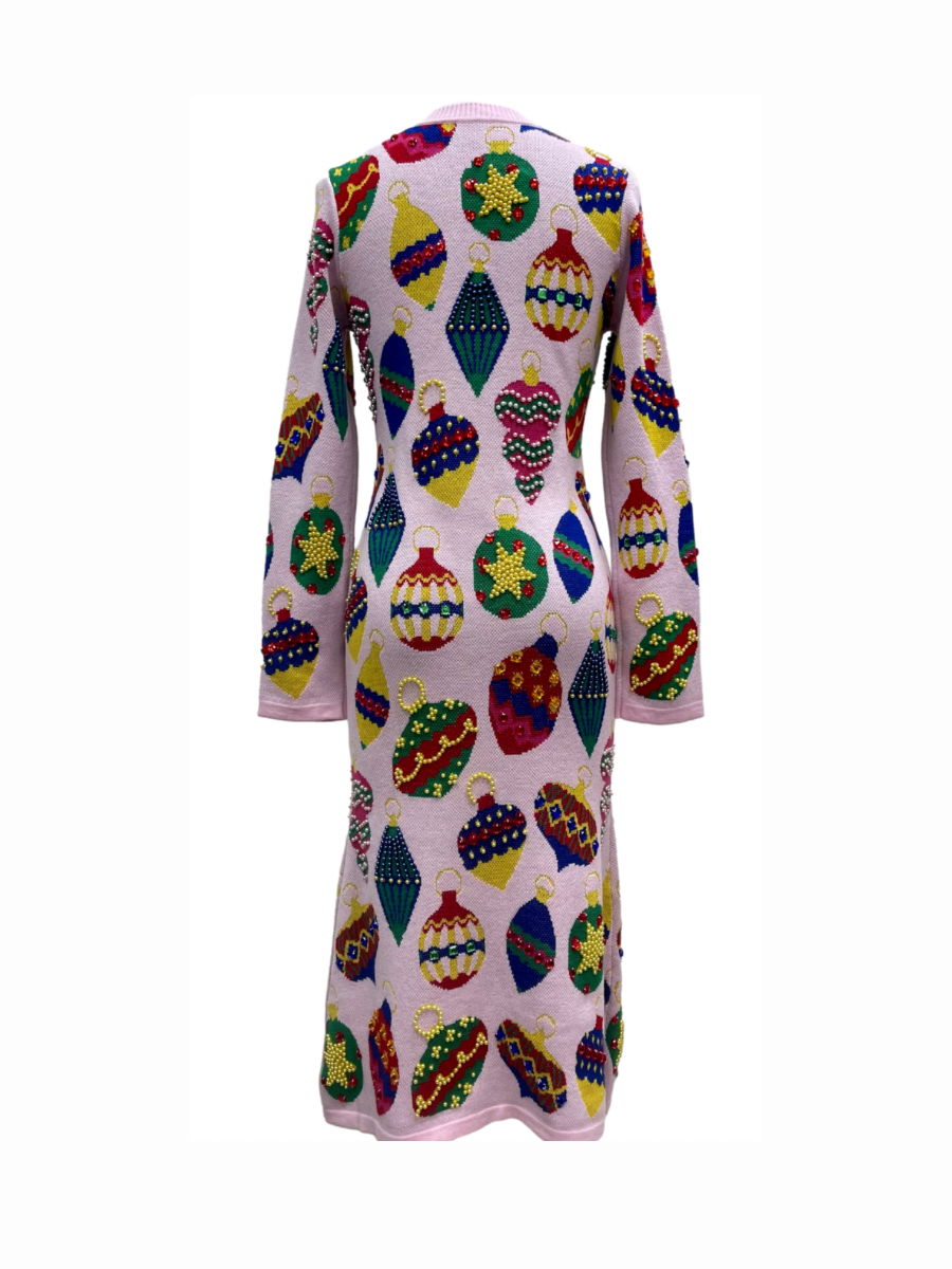 QUEEN OF SPARKLES | Jeweled Ornament Midi Dress