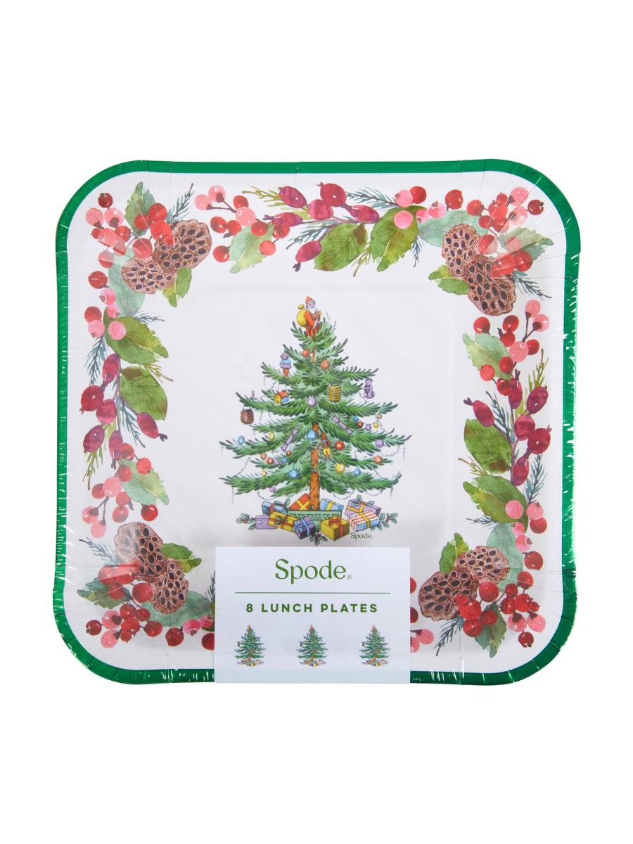 SPODE Pinecones Disposable Lunch Plates Christmas Tree Jincy's Gift