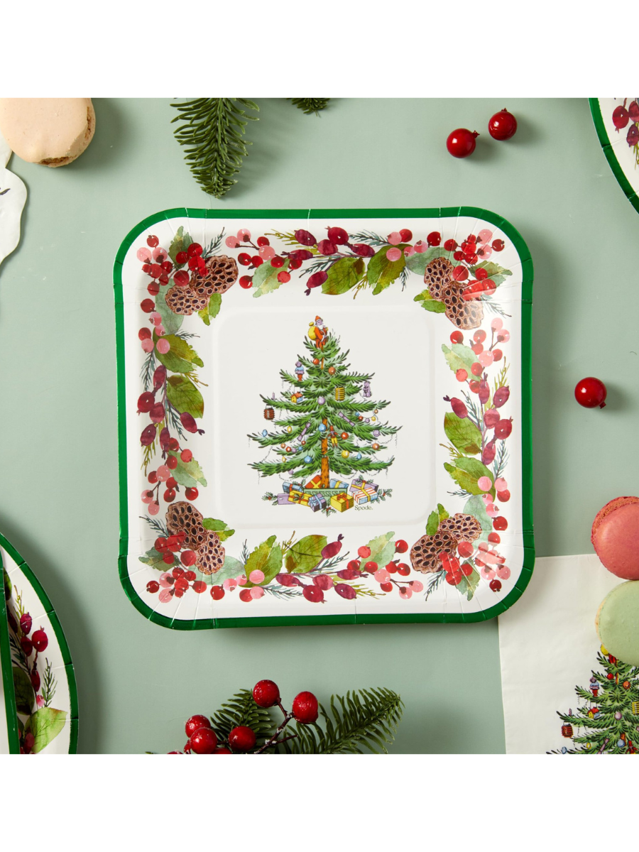 SPODE Pinecones Disposable Lunch Plates Christmas Tree Jincy's Gift