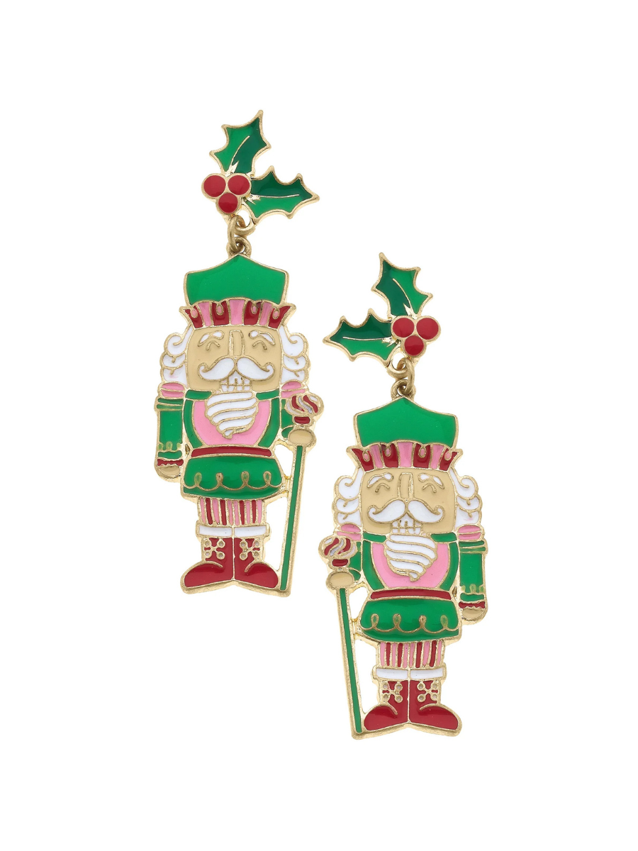 Canvas | Mistletoe Enamel Nutcracker Earrings