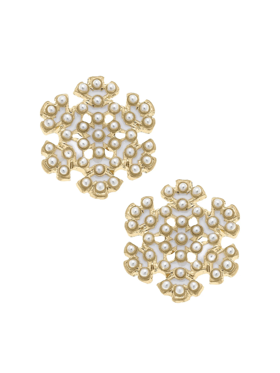 Canvas | Pearl Studded Snowflake Nutcracker Earrings