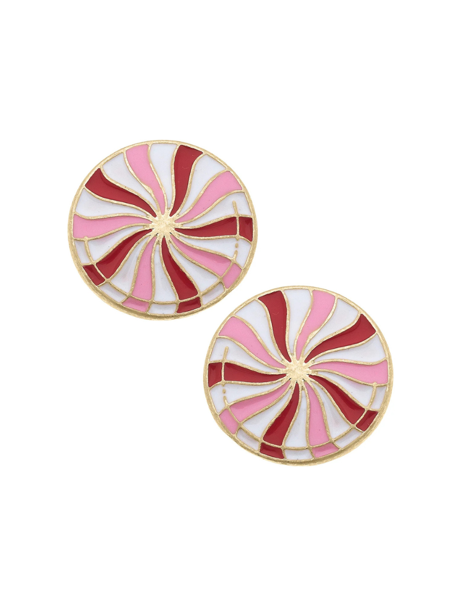 Canvas | Peppermint Candy Enamel Stud Earrings