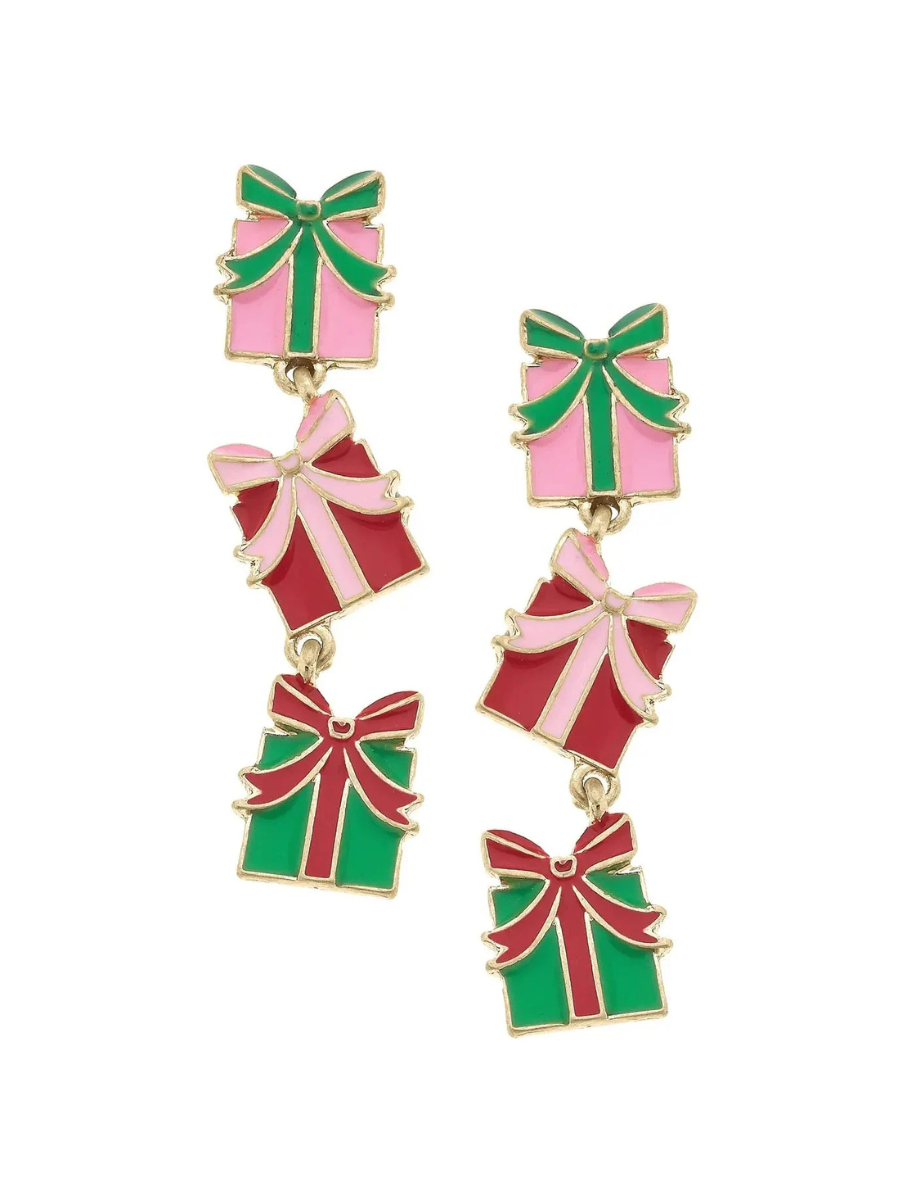 Canvas | 'Tis The Season Enamel Present Earrings