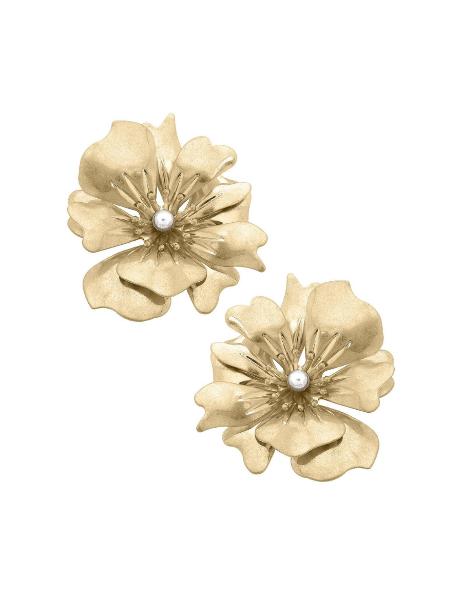 Canvas | Nicole Pearl Flower Statement Earrings