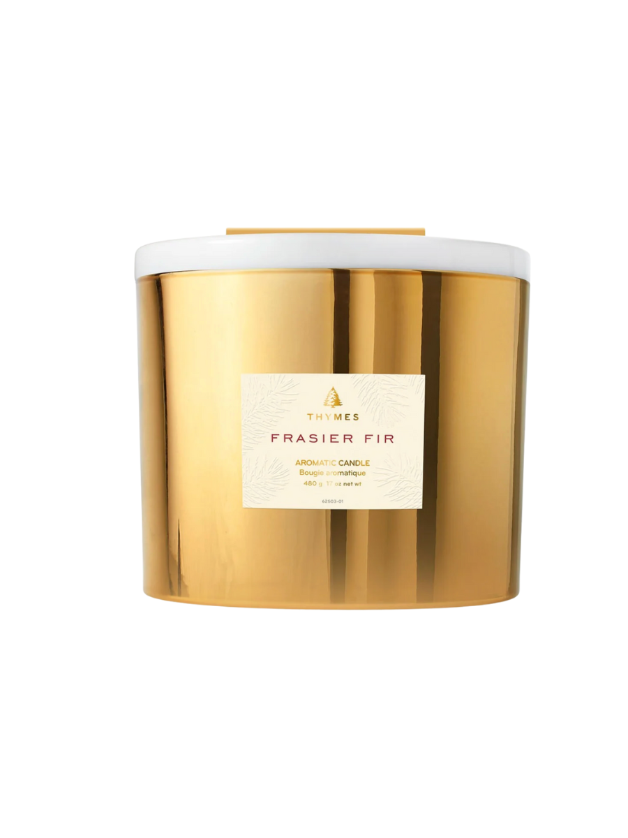 THYMES | 3 Wick 17 oz Gold Candle - Frasier Fir