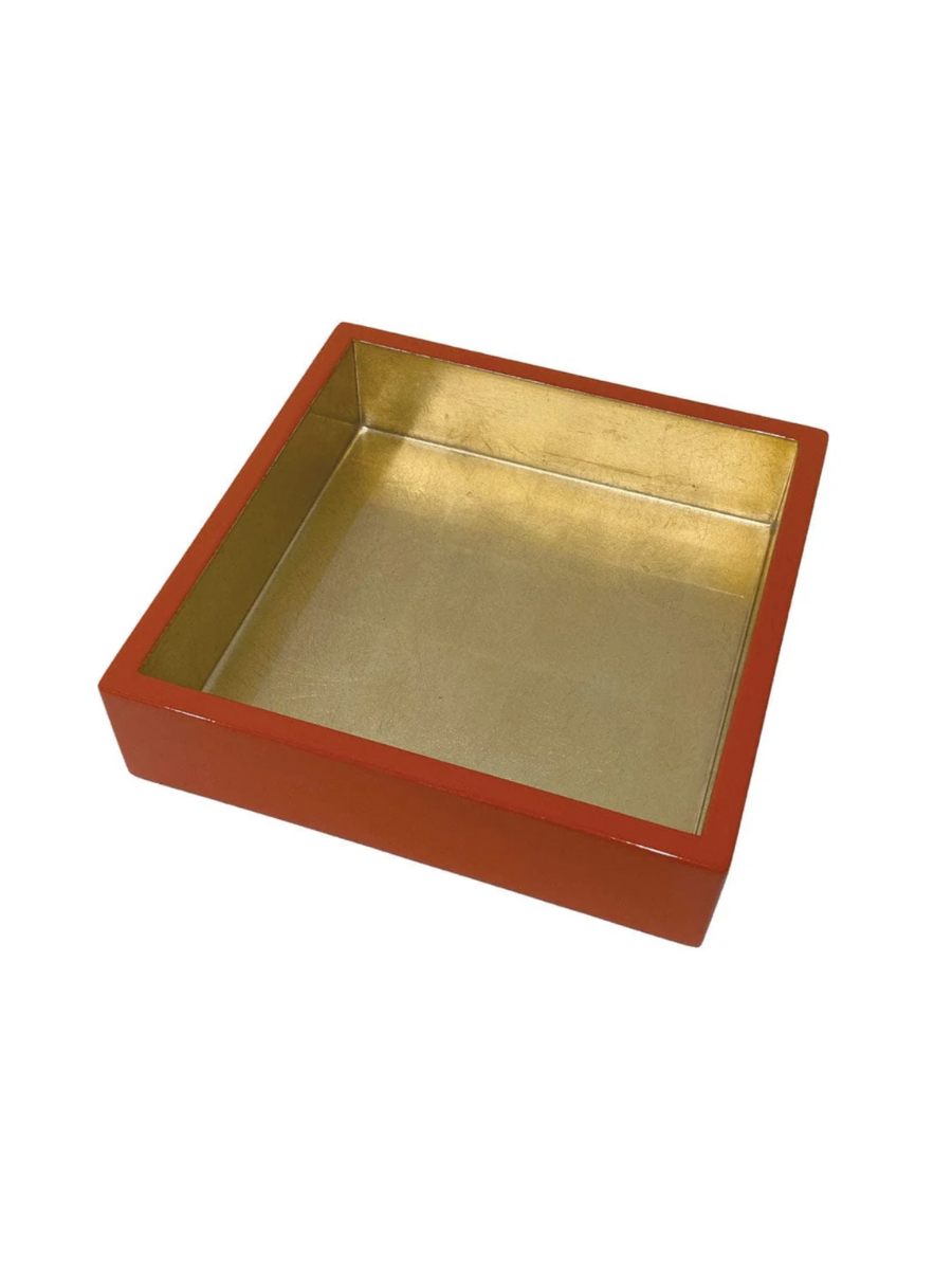 Caspari Luncheon Napkin Holder Coral Color Gold Foil Home Decor Jincy's 