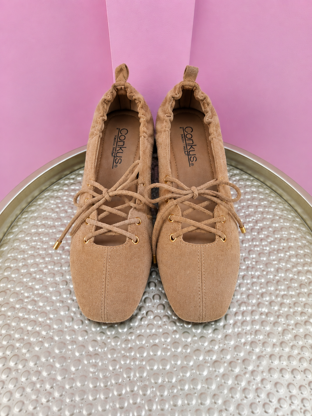 CORKYS | Tied Up Flat - Camel Faux Suede