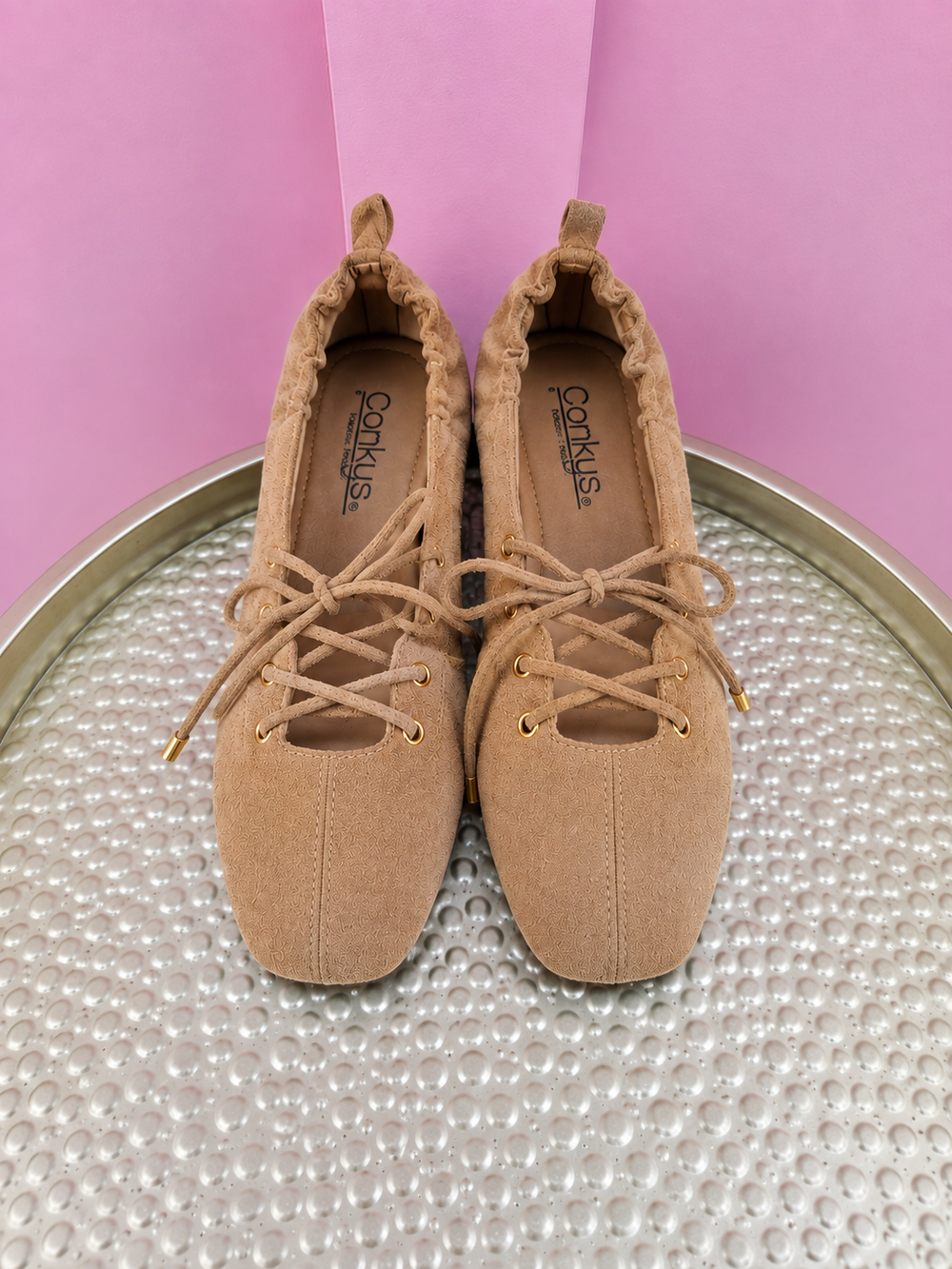 CORKYS | Tied Up Flat - Camel Faux Suede