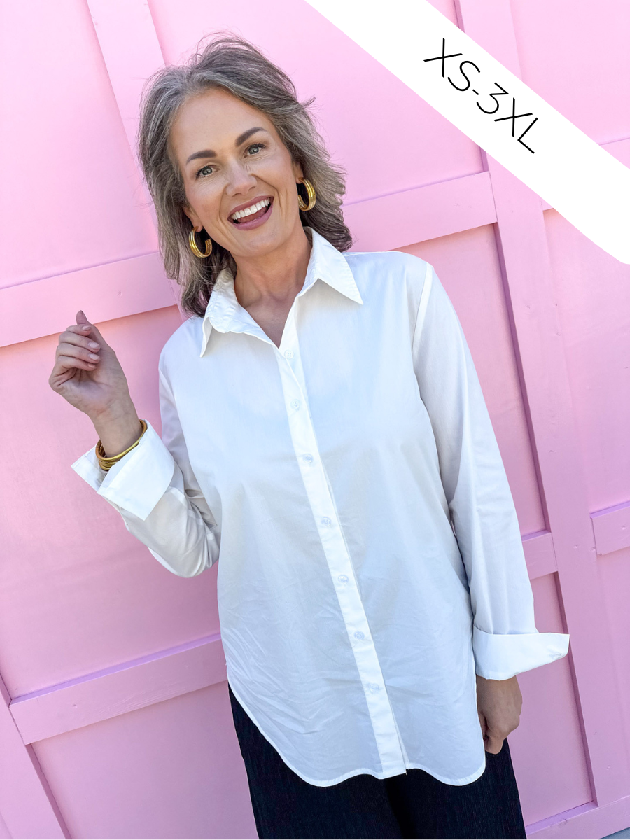 Classic White Button Down Top - Jincy's Custom