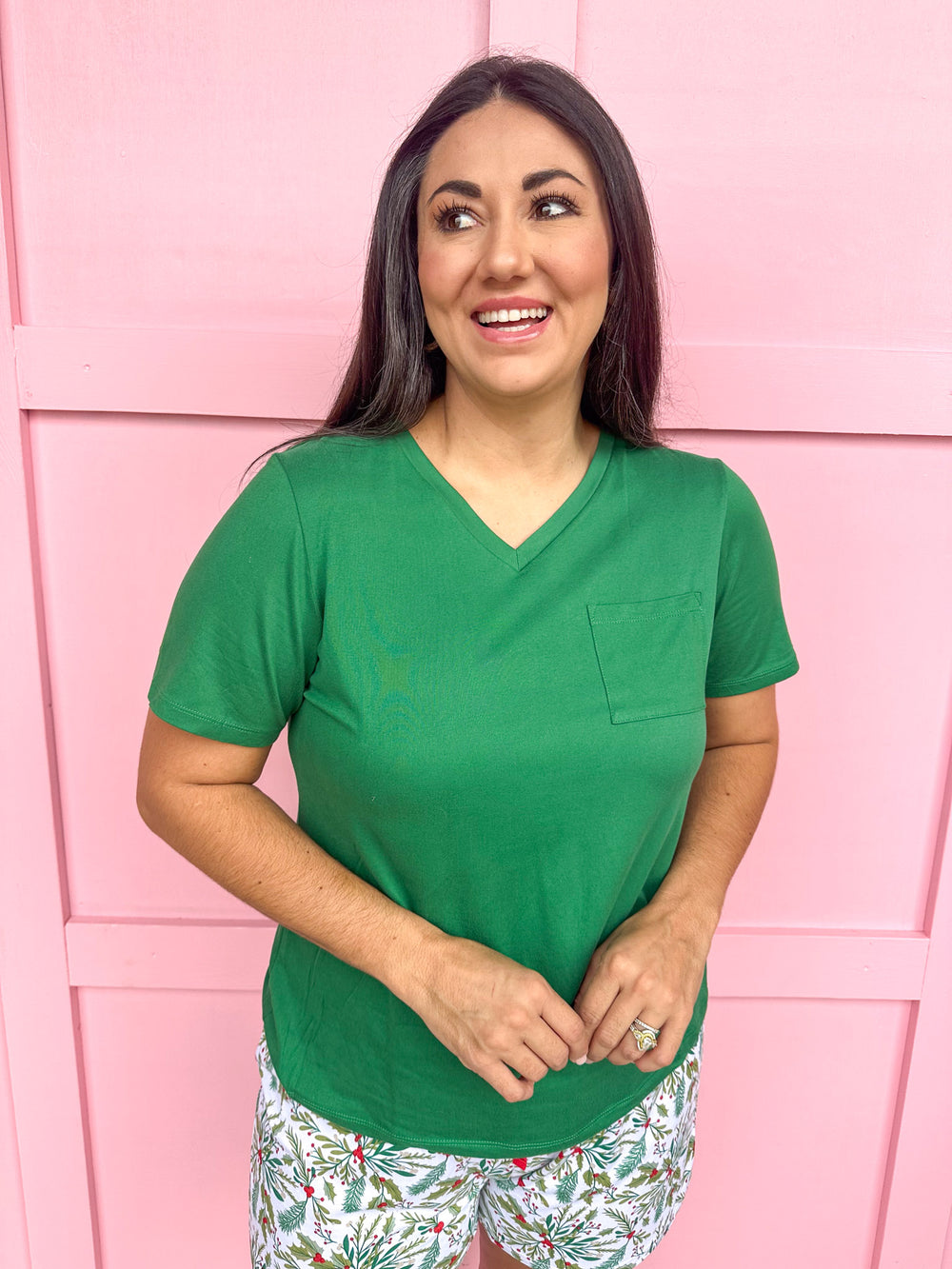 Highlands V-Neck Pocket Tee - Jolly Green