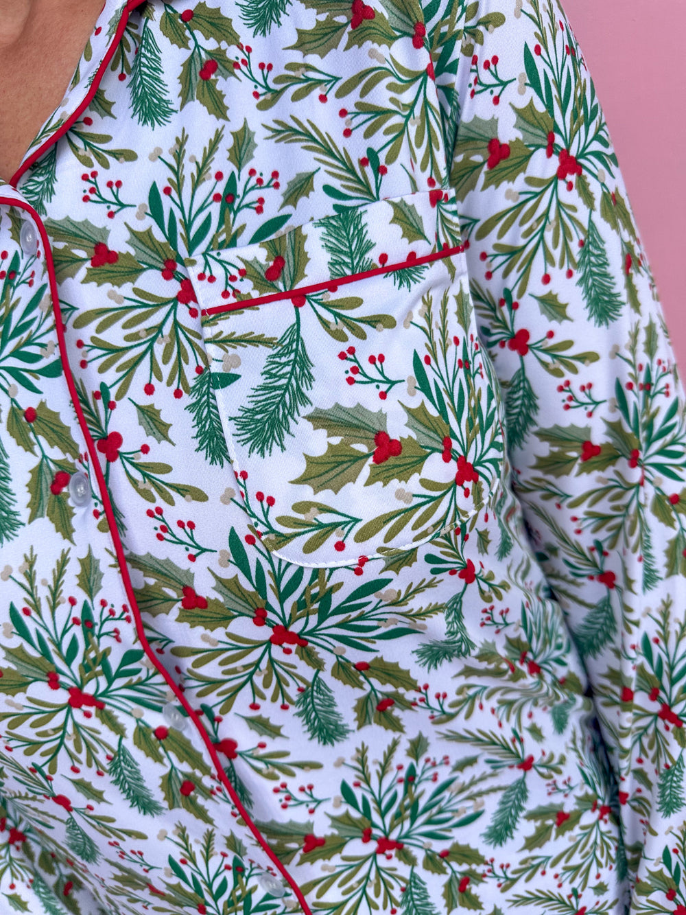 Holly Jolly L/S Button Up Sleep Shirt