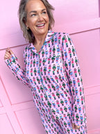 Nutcracker March L/S Button Up Sleep Shirt - Pink