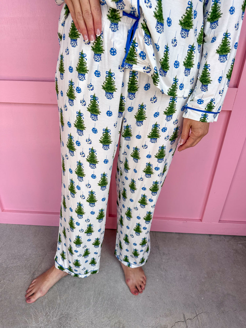 Mary Square | Charlotte L/S Pajama Set - Fancy & Festive Blue