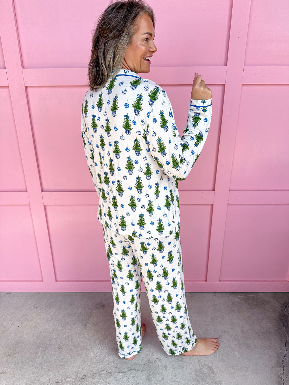 Mary Square | Charlotte L/S Pajama Set - Fancy & Festive Blue