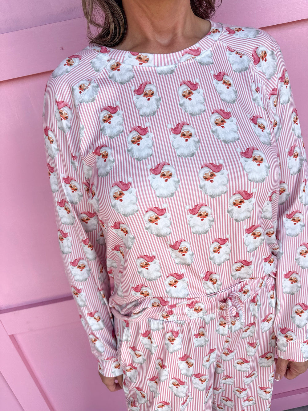 Mary Square | Annie L/S Pajama Set - Santa Baby - Pink