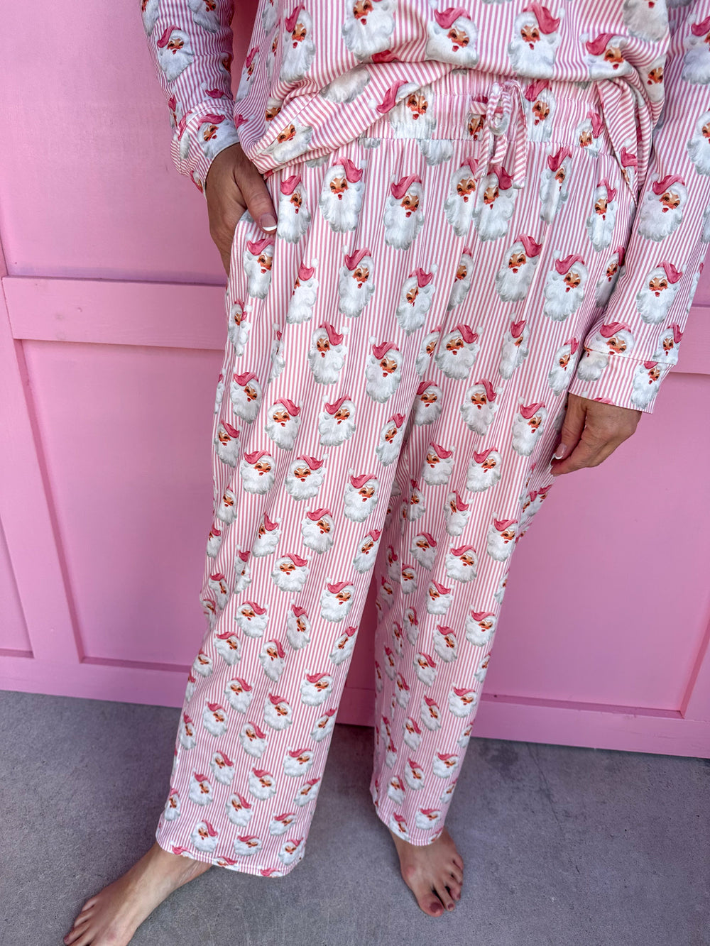 Mary Square | Annie L/S Pajama Set - Santa Baby - Pink