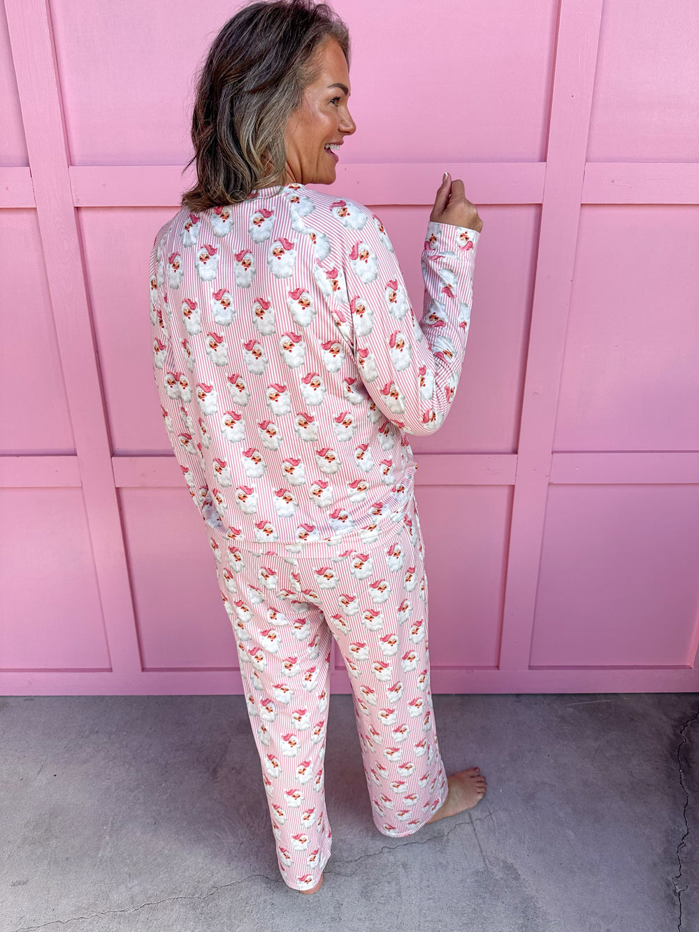 Mary Square | Annie L/S Pajama Set - Santa Baby - Pink