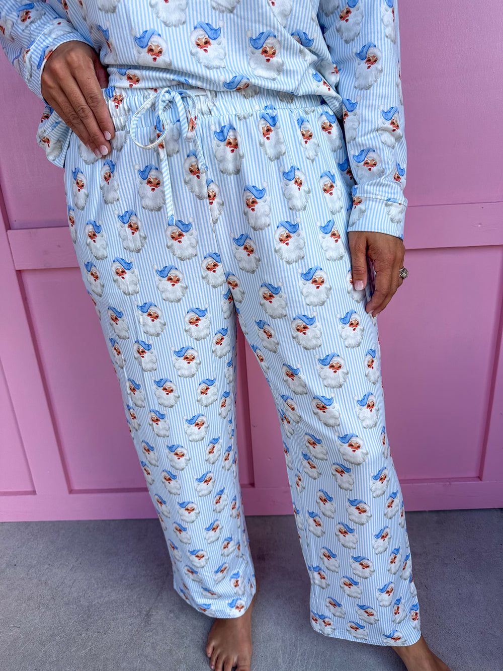 Mary Square | Annie L/S Pajama Set - Santa Baby - Blue