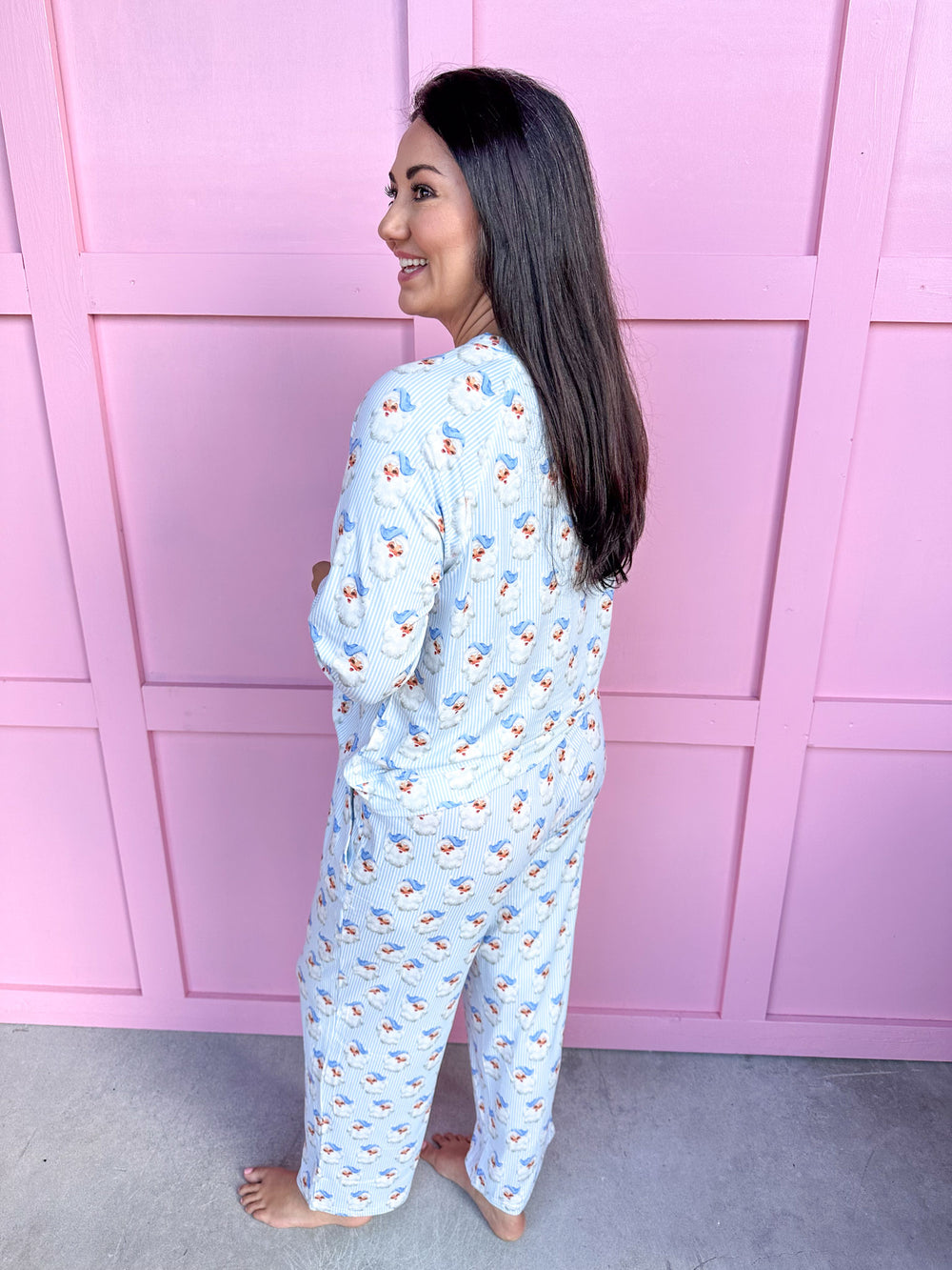 Mary Square | Annie L/S Pajama Set - Santa Baby - Blue