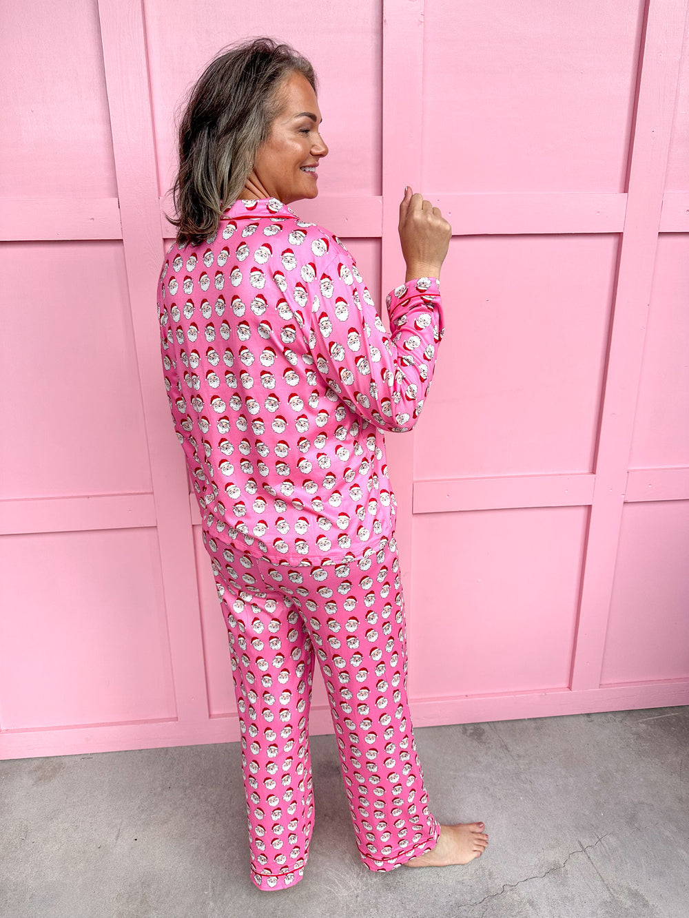 Jolly Santa L/S Pajama Set - Pink