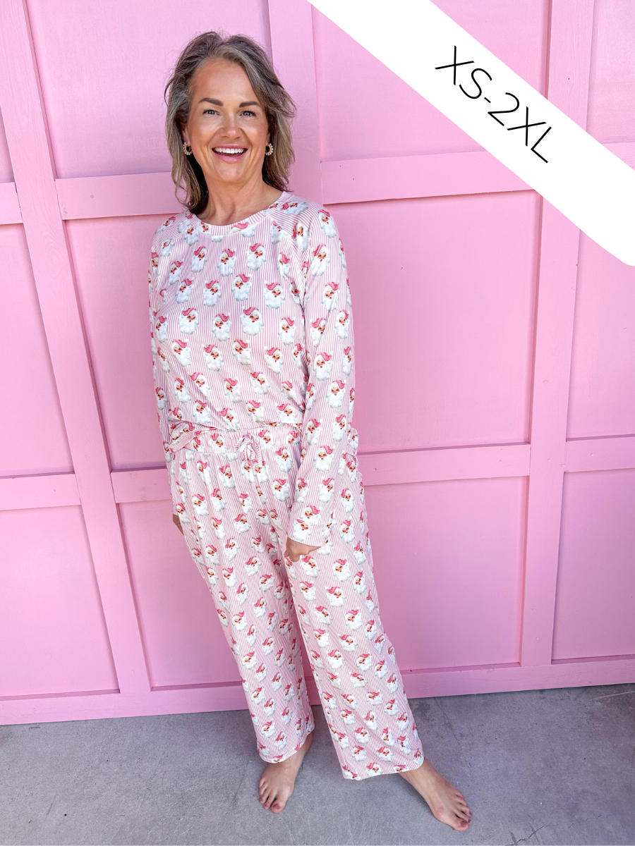 Mary Square | Annie L/S Pajama Set - Santa Baby - Pink