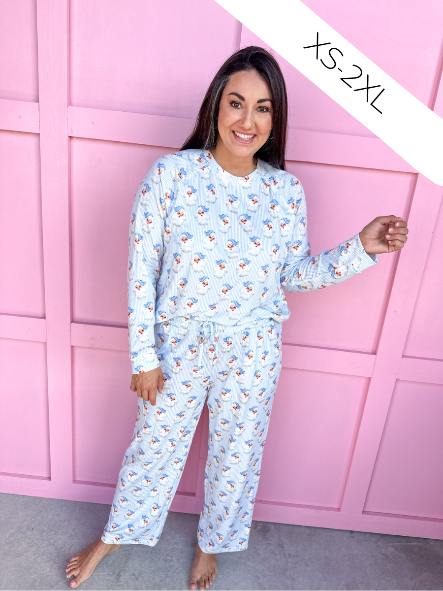 Mary Square | Annie L/S Pajama Set - Santa Baby - Blue