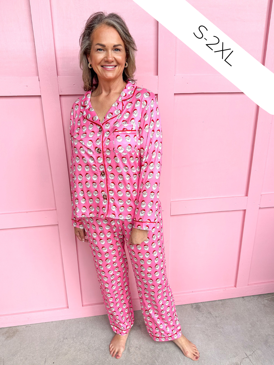 Jolly Santa L/S Pajama Set - Pink