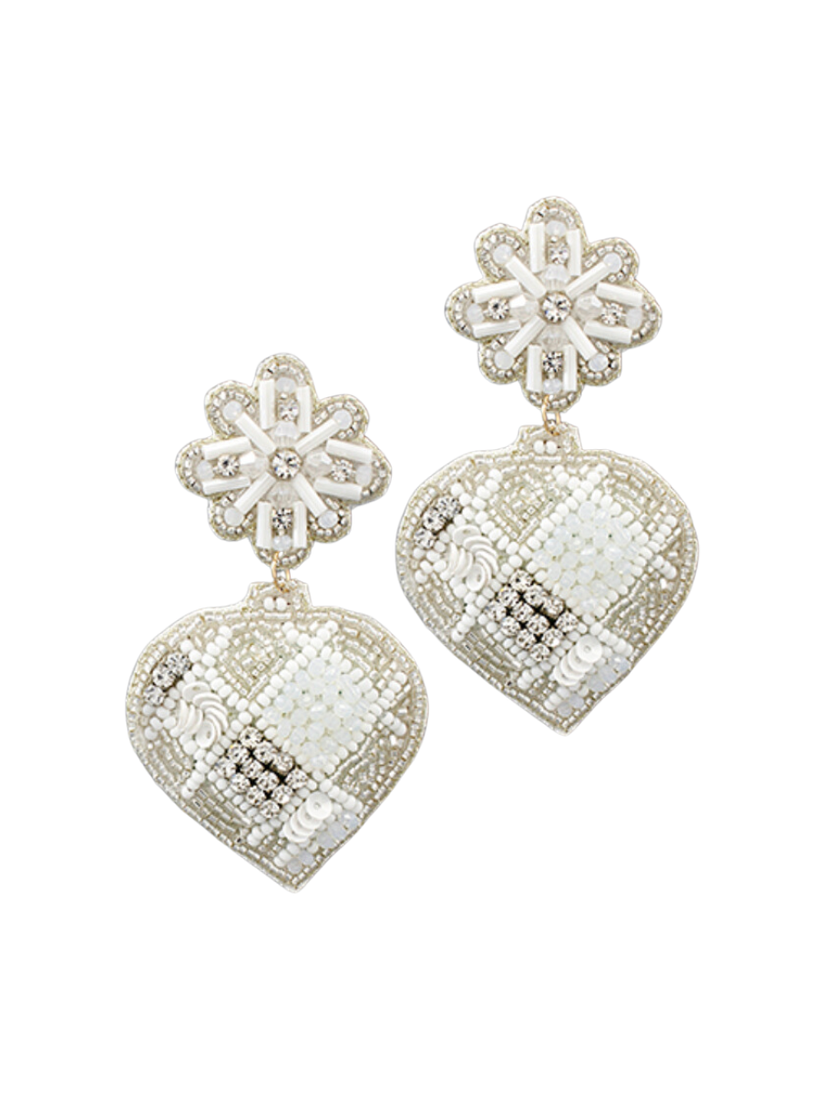 Fancy Ornament Earrings - White